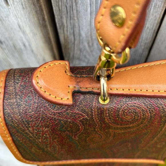 Etro Vintage Paisley Top Handle Messenger Crossbody Bag Brown - Picture 8 of 16